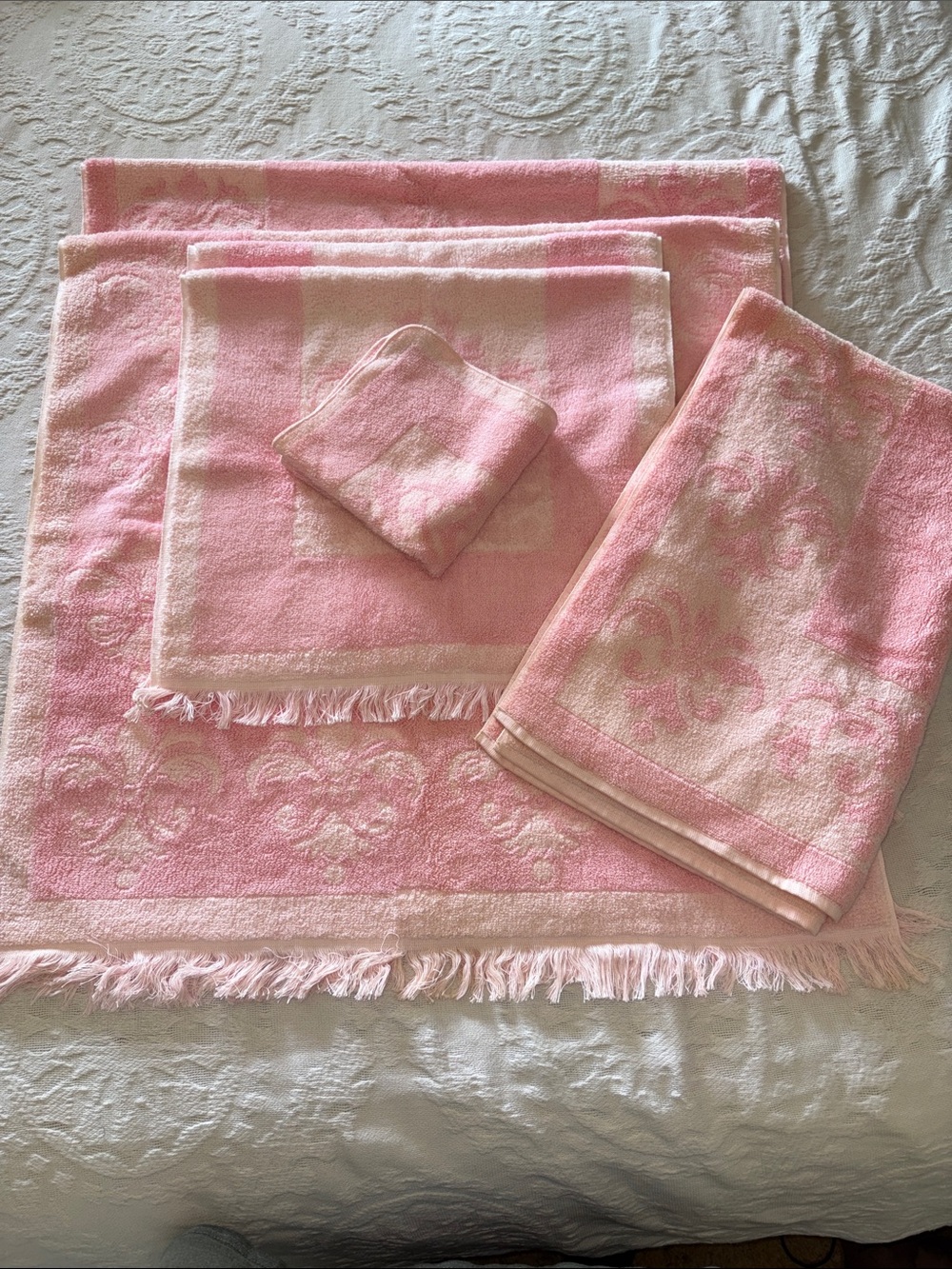 Vintage Fieldcrest Imperial Collection Soft Pink Bath Towel Set 6pc BNWOT